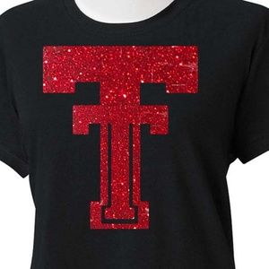NWT HANDMADE Texas Tech Glitter TShirt
